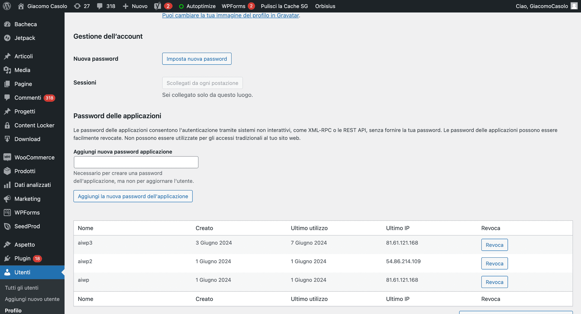 Password per Applicazioni